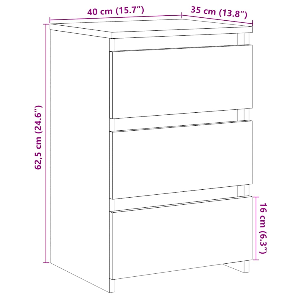 Bedside Cabinet Artisan Oak 40x35x62.5 cm Engineered Wood