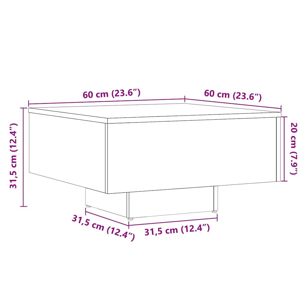 Coffee Table Old Wood 60x60x31,5 cm Engineered Wood