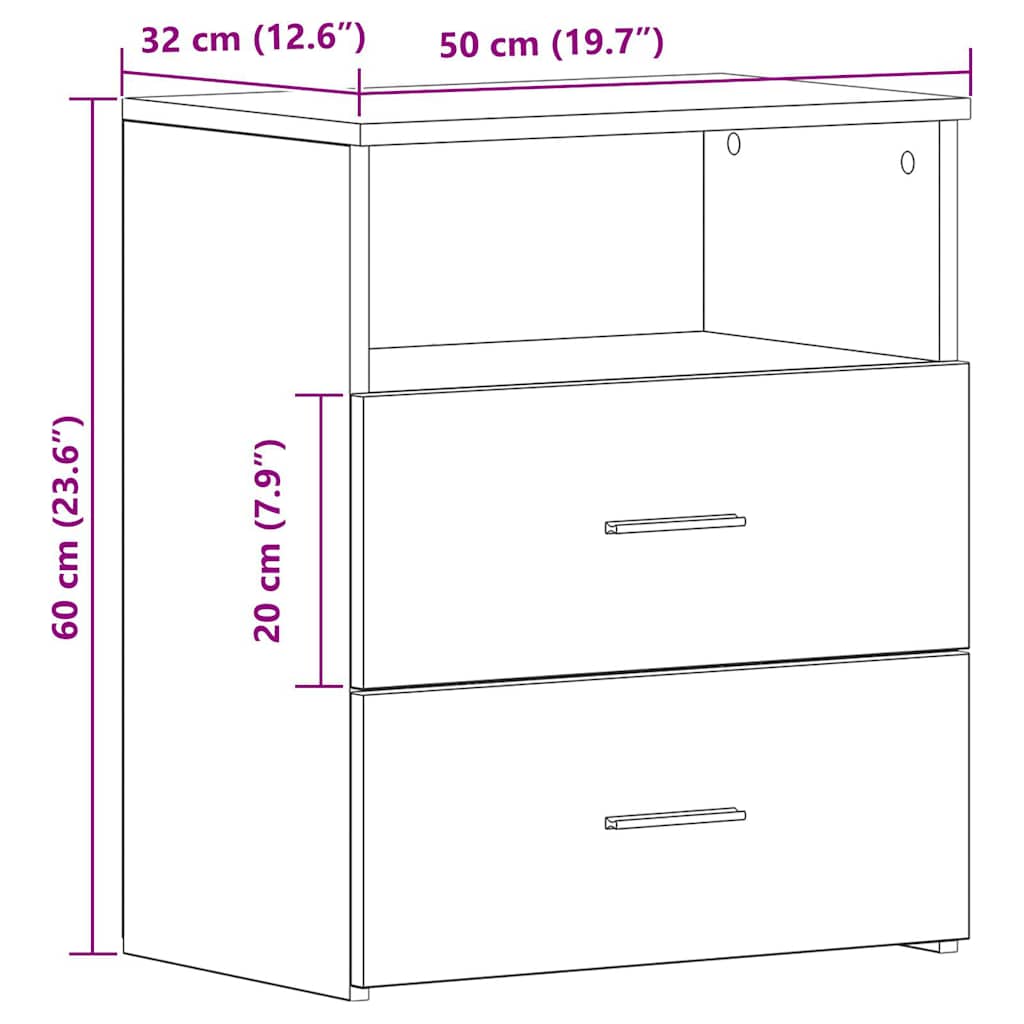 Bedside Cabinets 2 pcs Old Wood 50x32x60cm Engineered Wood