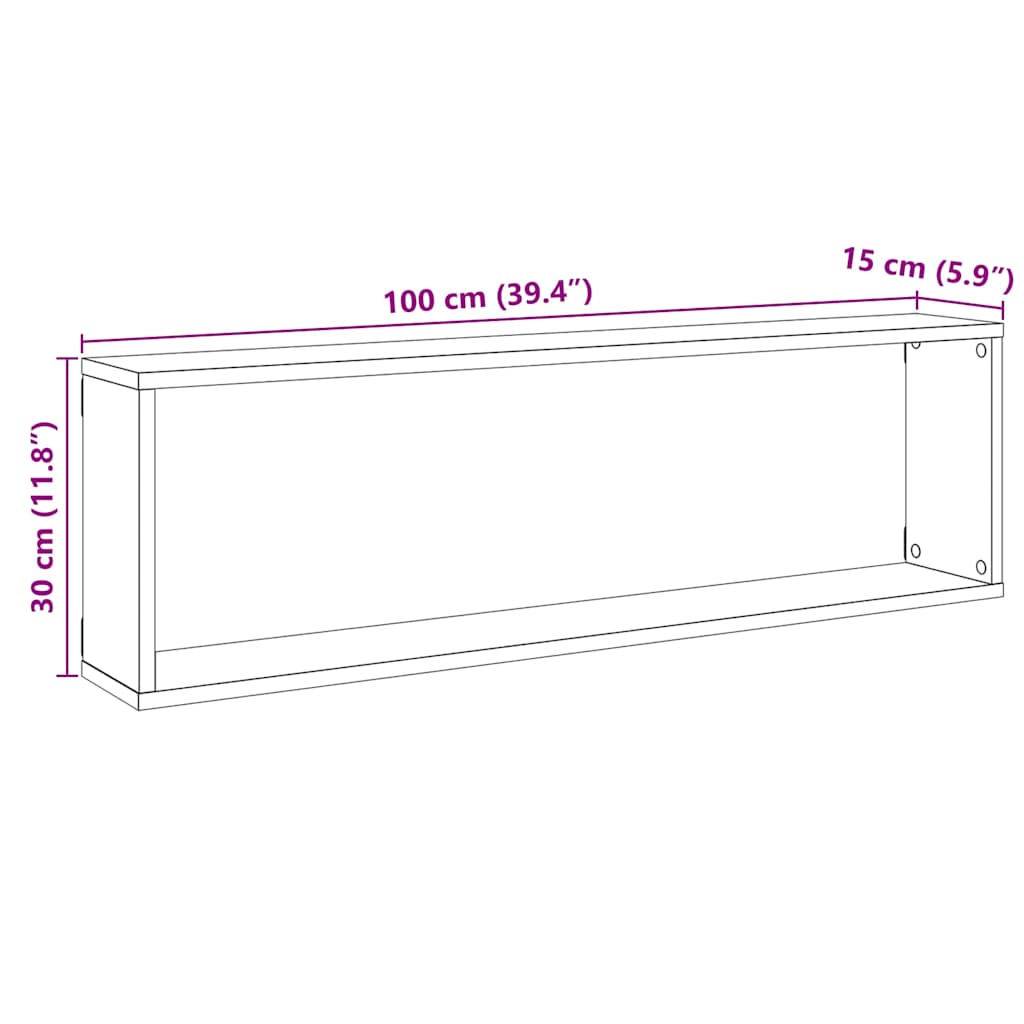 Wall Cube Shelves 4 pcs Artisan Oak 100x15x30 cm Engineered Wood