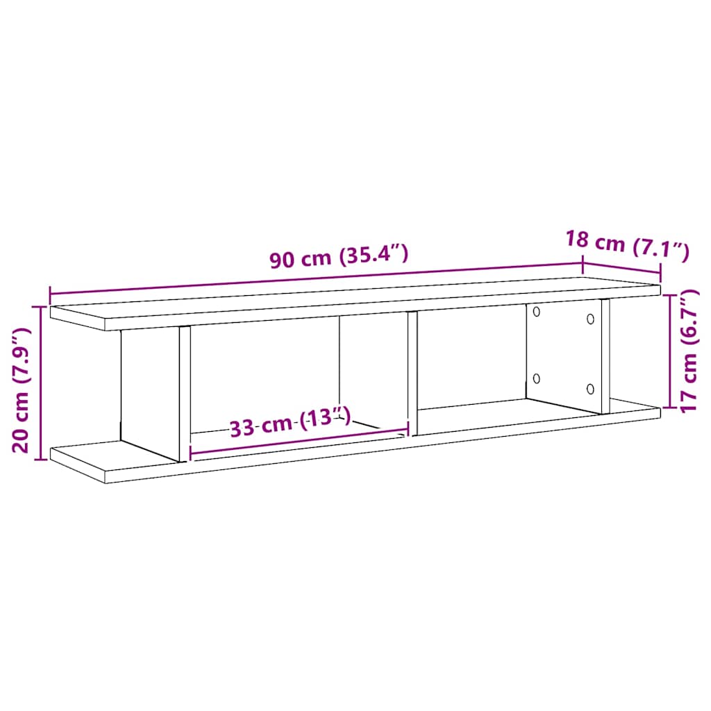 Wall Shelves 2 pcs Artisan Oak 90x18x20 cm Engineered Wood