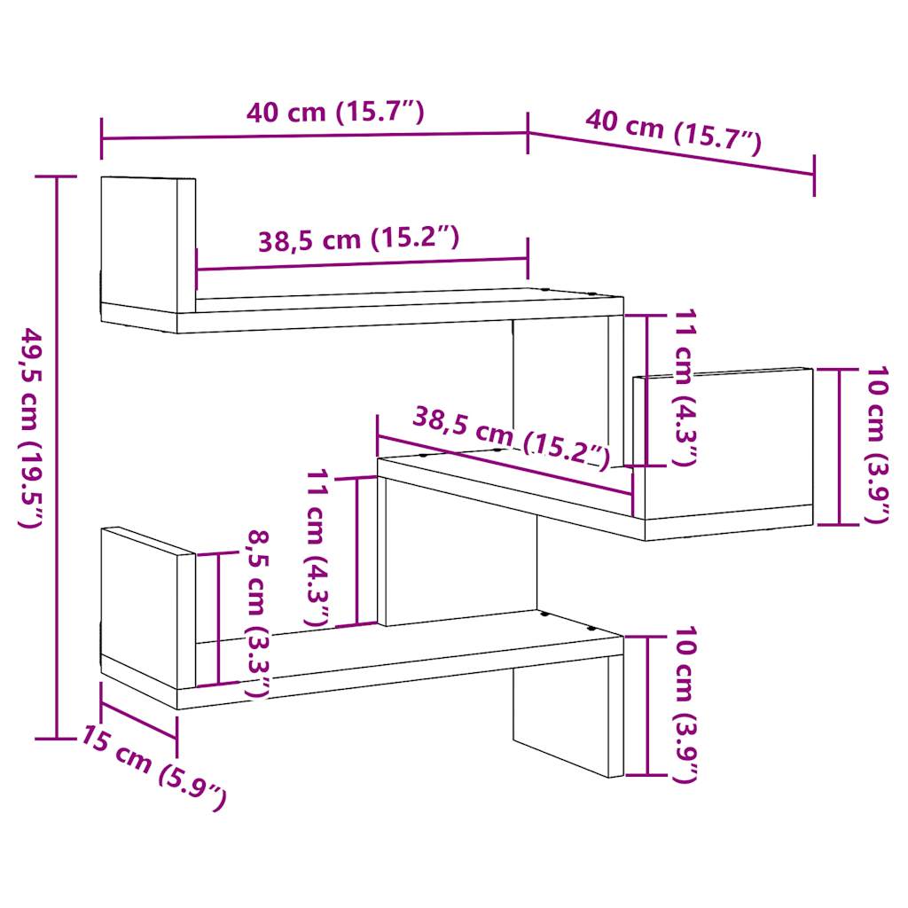Wall Corner Shelf Artisan Oak 40x40x49,5 cm Engineered Wood