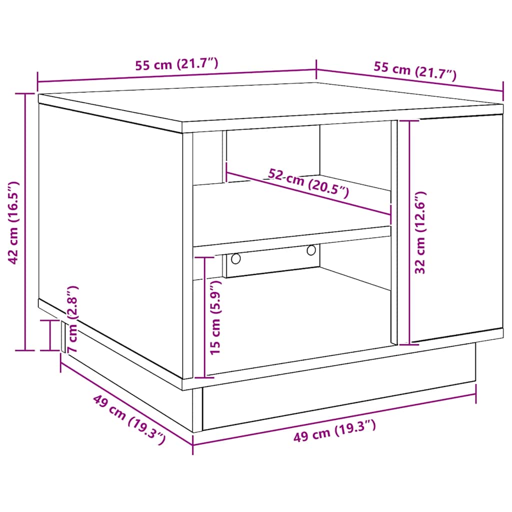 Coffee Table Artisan Oak 55x55x42 cm Engineered Wood