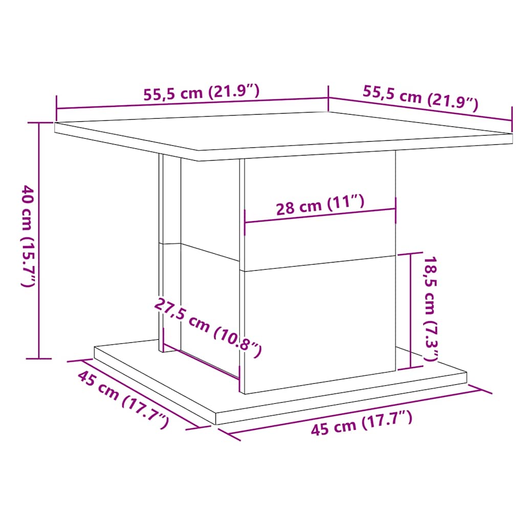 Coffee Table Artisan Oak 55,5x55,5x40 cm Engineered Wood