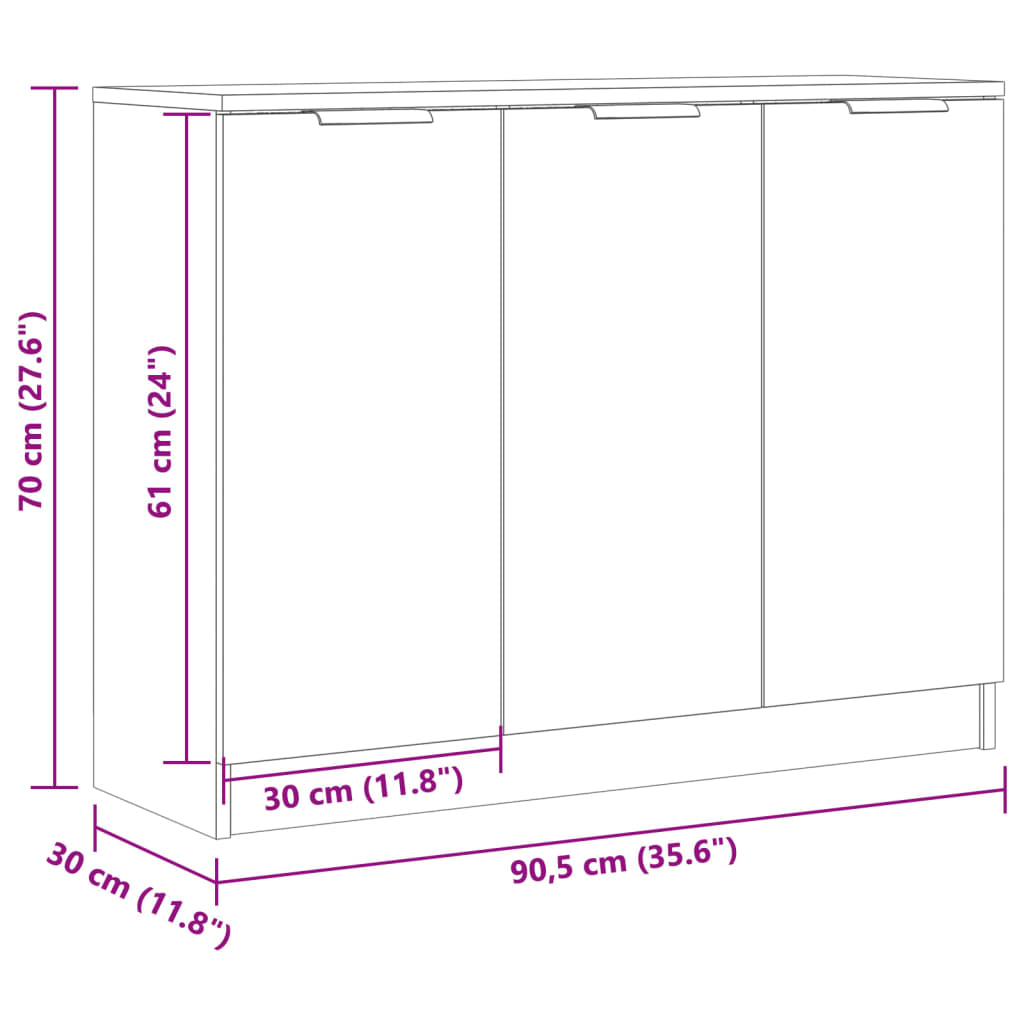 Sideboard Old Wood 90,5x30x70 cm Engineered Wood