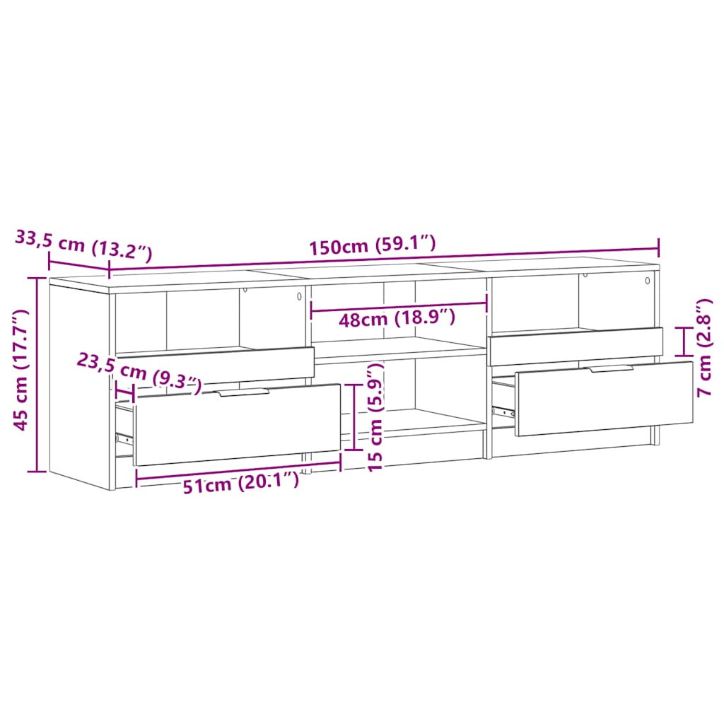 TV Cabinet Artisan Oak 150x33,5x45 cm Engineered Wood
