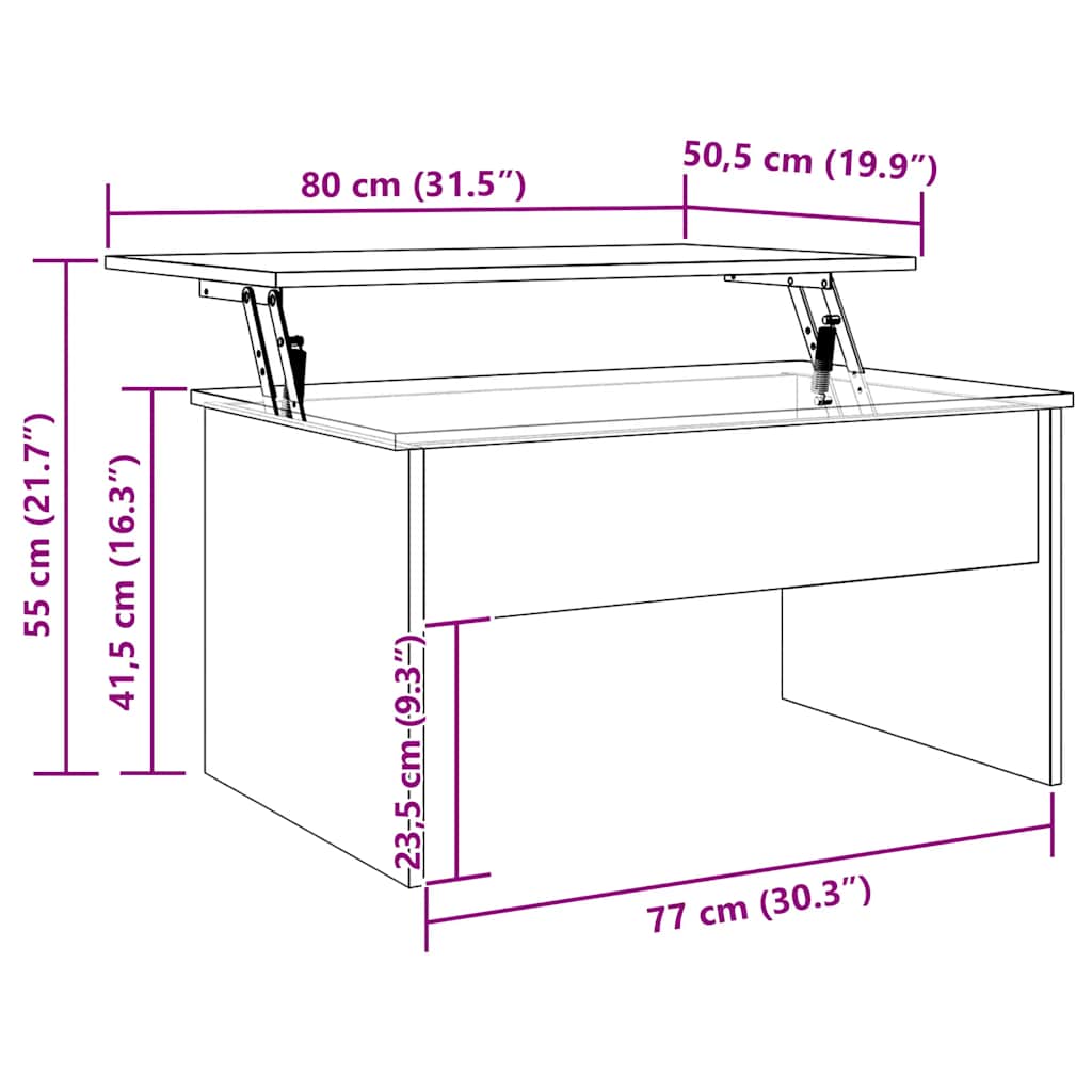 Coffee Table Artisan Oak 80x50,5x41,5 cm Engineered Wood