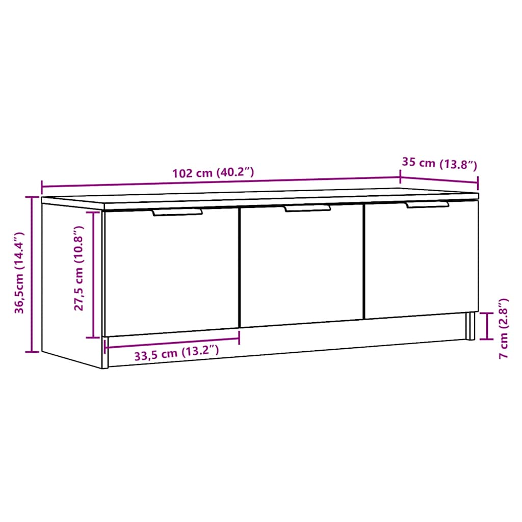 TV Cabinet Old Wood 102x35x36,5 cm Engineered Wood