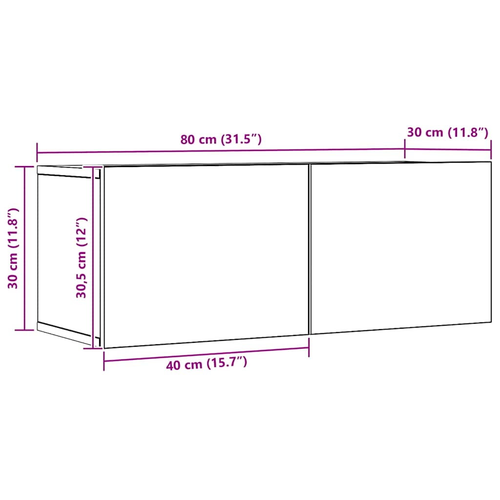 2 Piece Wall-mounted TV Cabinet Set Artisian Oak 80x30x30 cm