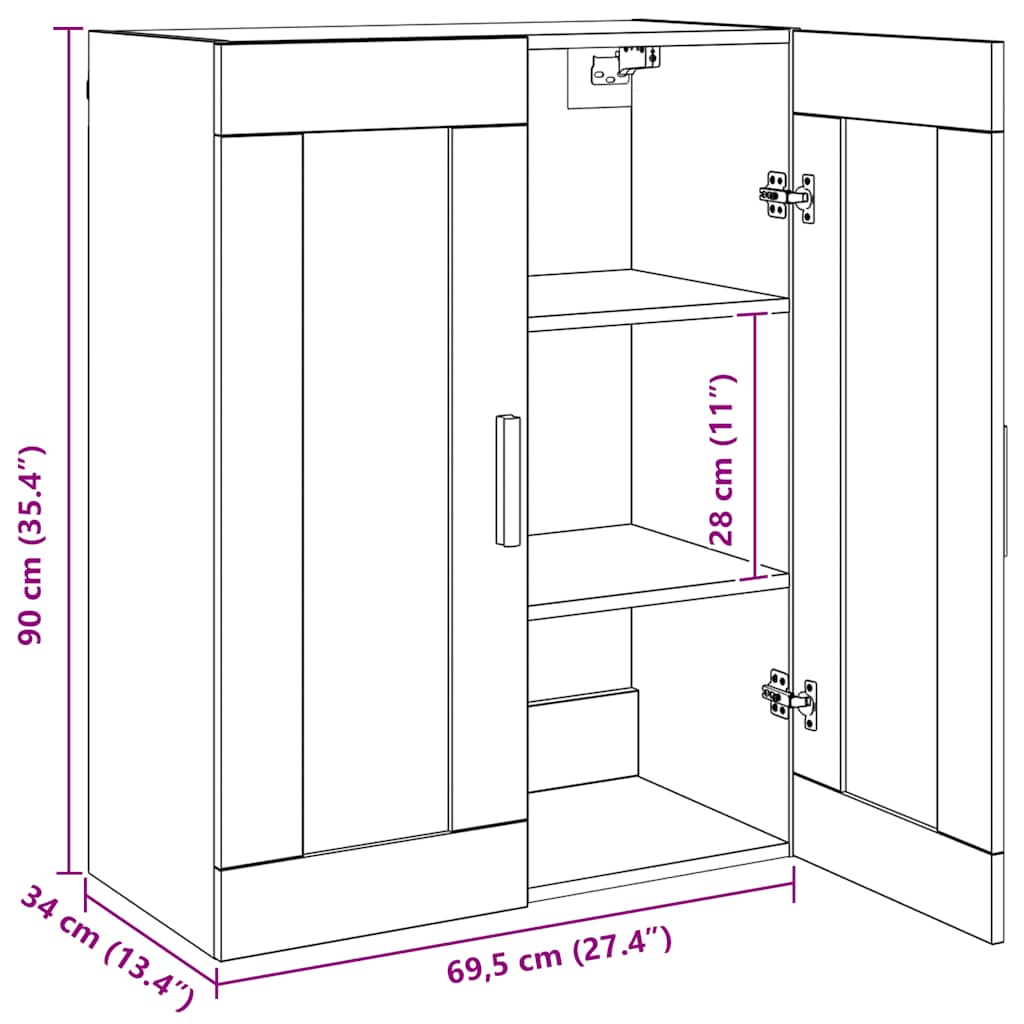 Hanging Wall Cabinet Artisian Oak 69,5x34x90 cm