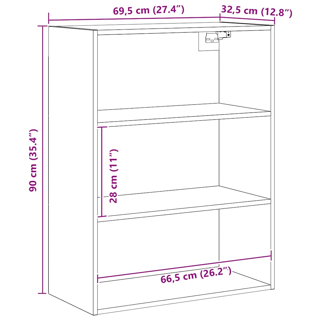 Hanging Wall Cabinet Artisan Oak 69,5x32,5x90 cm