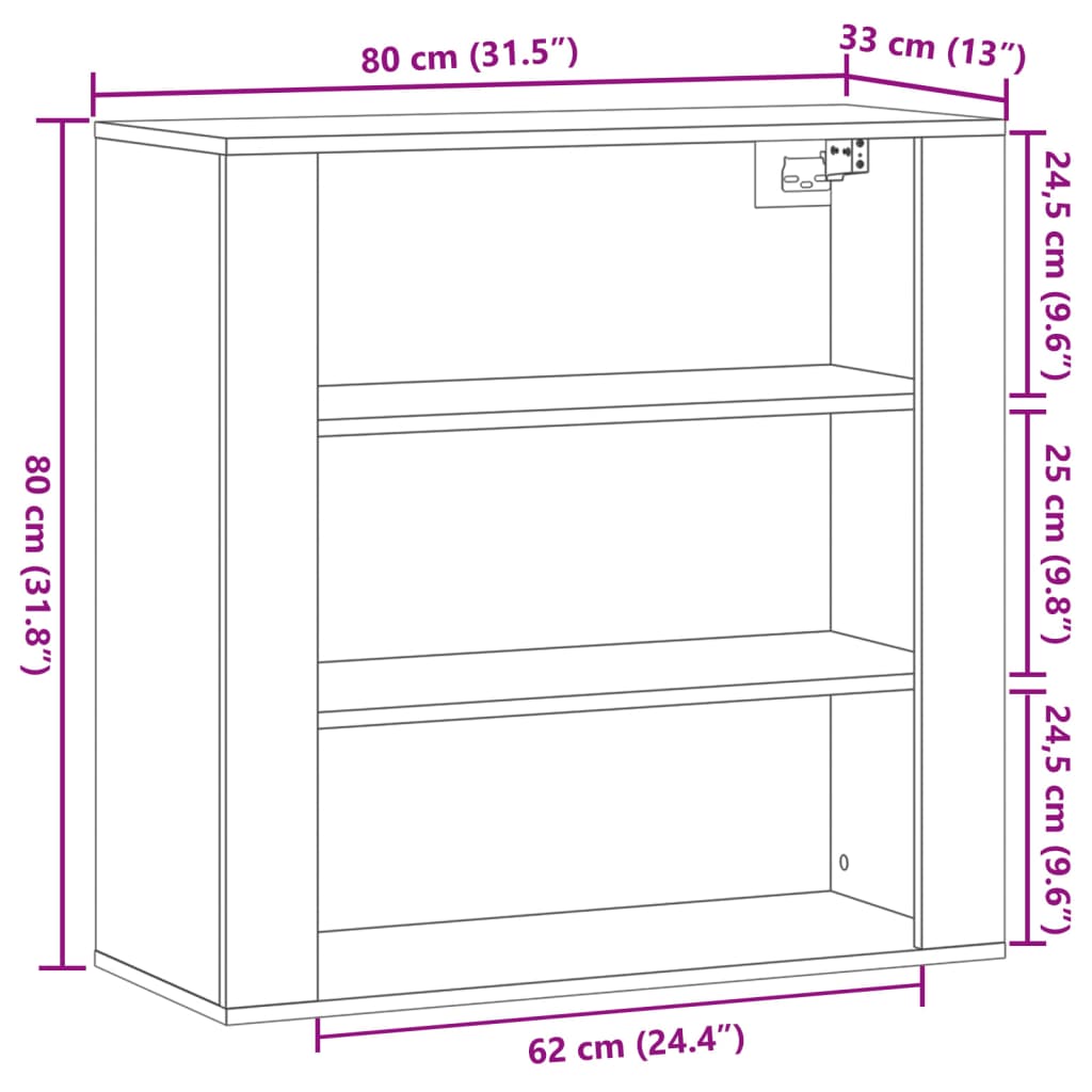 Wall Cabinet Artisian Oak 80x33x80 cm Engineered Wood