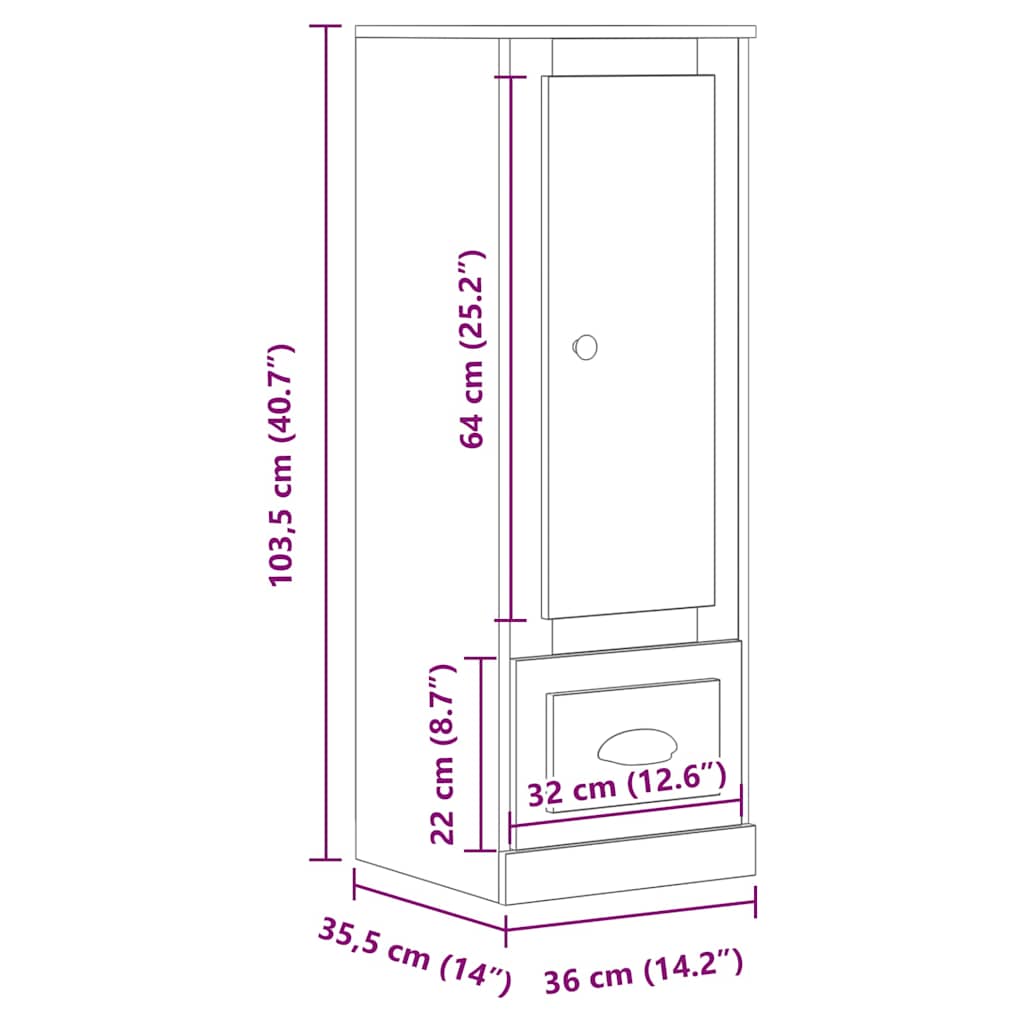 Highboard Artisian Oak 36x35,5x103,5 cm Engineered Wood
