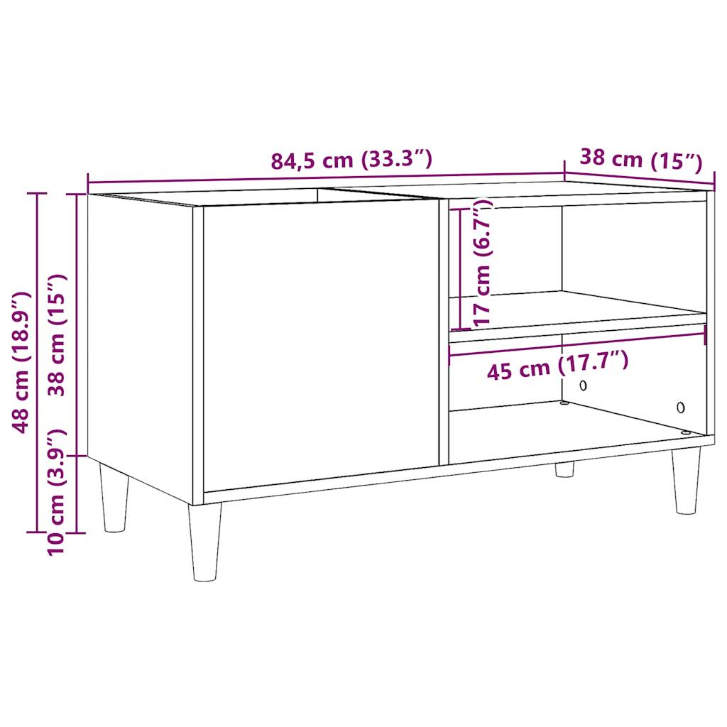 Record Cabinet Old Wood 84,5x38x48 cm Engineered Wood