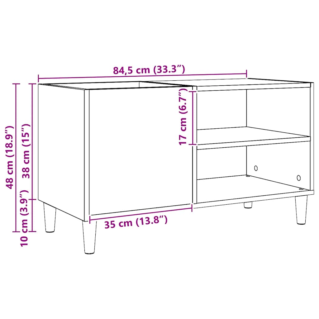 Record Cabinet Artisan Oak 84,5x38x48 cm Engineered Wood