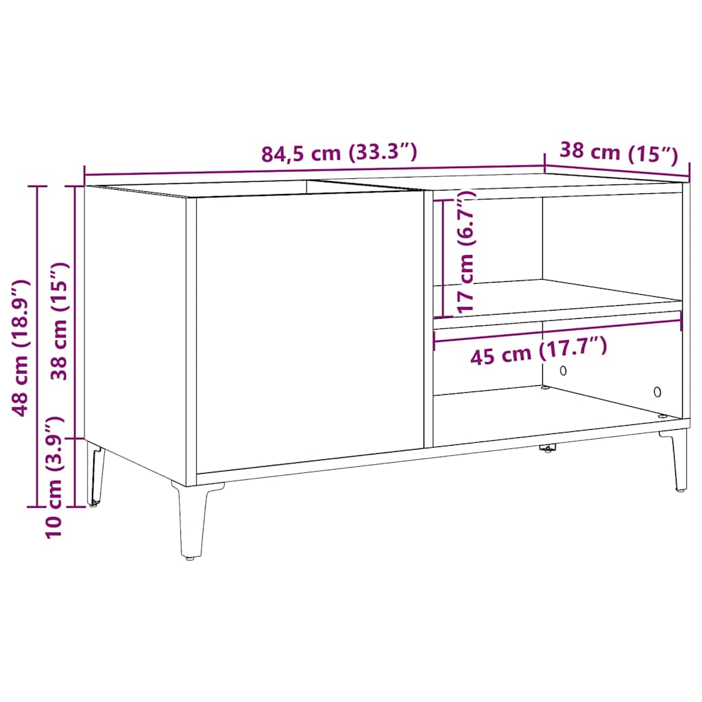 Record Cabinet Old Wood 84.5x38x48 cm Engineered Wood