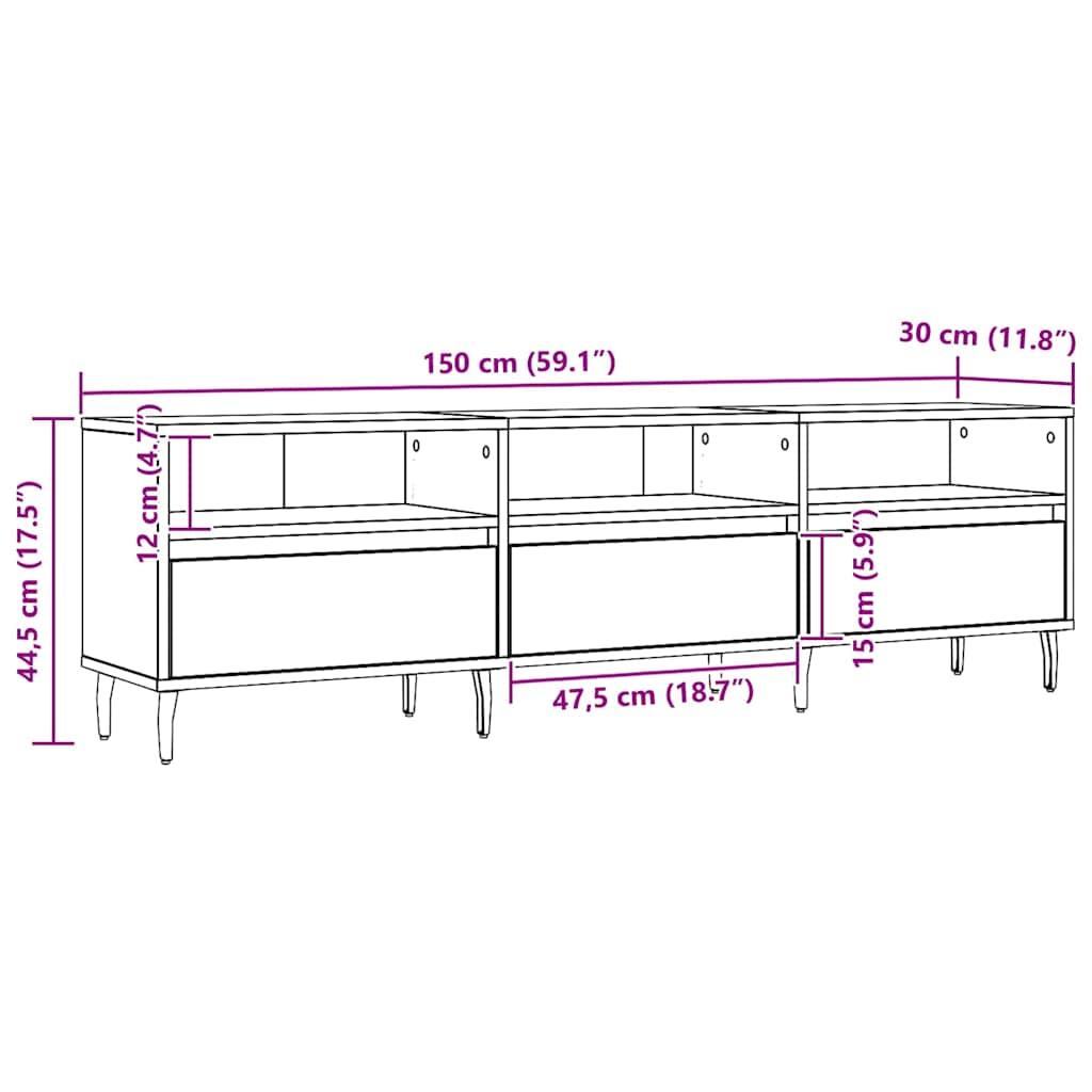 TV Cabinet Artisan Oak 150x30x44,5 cm Engineered Wood