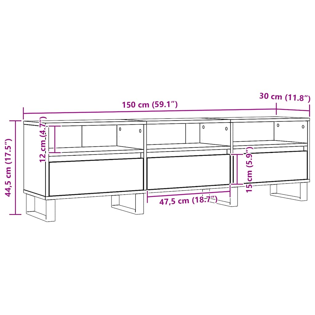 TV Cabinet Artisan Oak 150x30x44,5 cm Engineered Wood