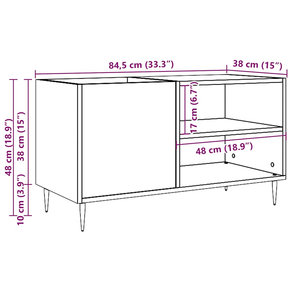 Record Cabinet Old Wood 84,5x38x48 cm Engineered Wood