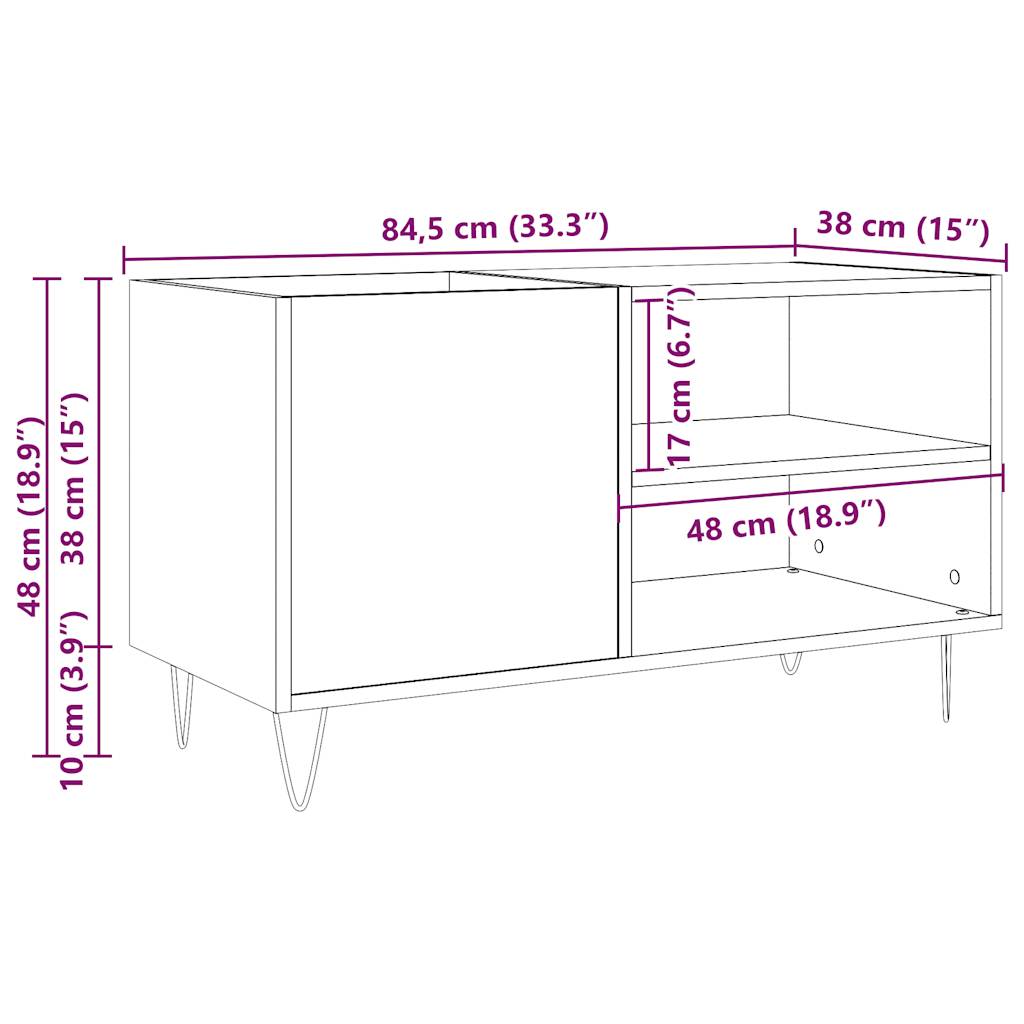 Record Cabinet Old Wood 84,5x38x48 cm Engineered Wood