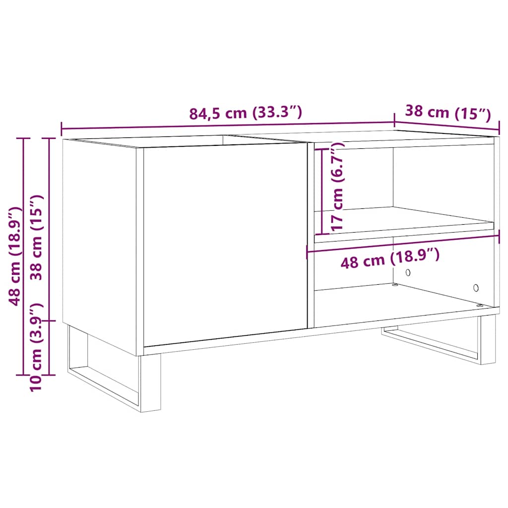 Record Cabinet Old Wood 84,5x38x48 cm Engineered Wood