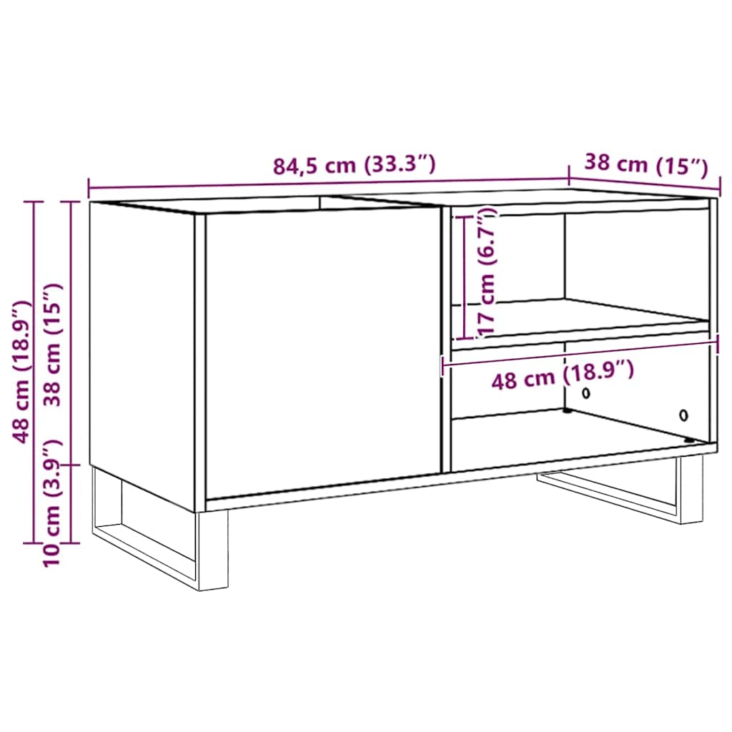 Record Cabinet Artisan Oak 84,5x38x48 cm Engineered Wood