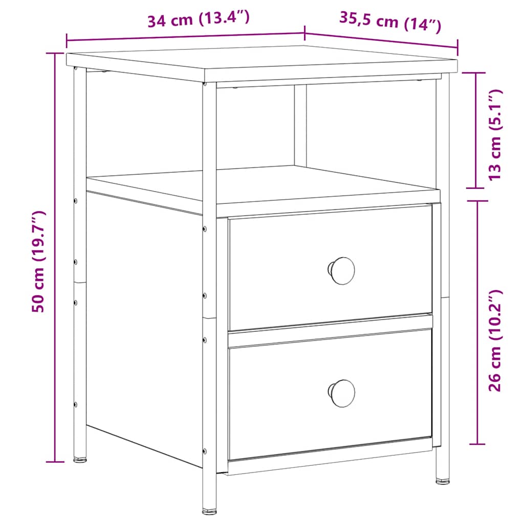 Bedside Cabinets 2 pcs Artisan Oak 34x35.5x50cm Engineered Wood