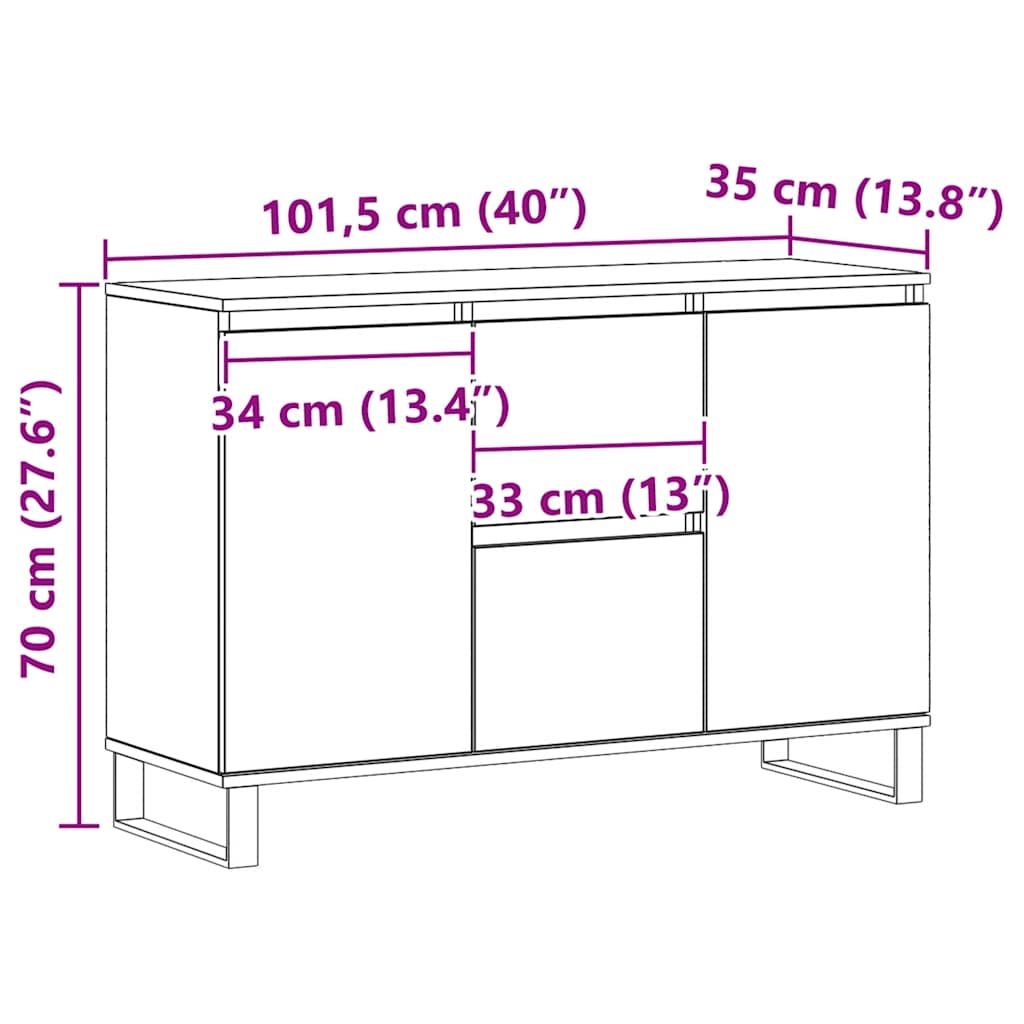 Sideboard Artisan Oak 101,5x35x70 cm Engineered Wood