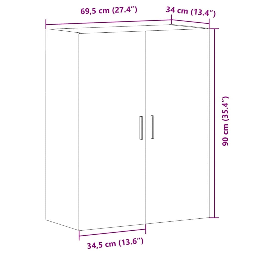 Wall Mounted Cabinet Artisan Oak 69,5x34x90 cm