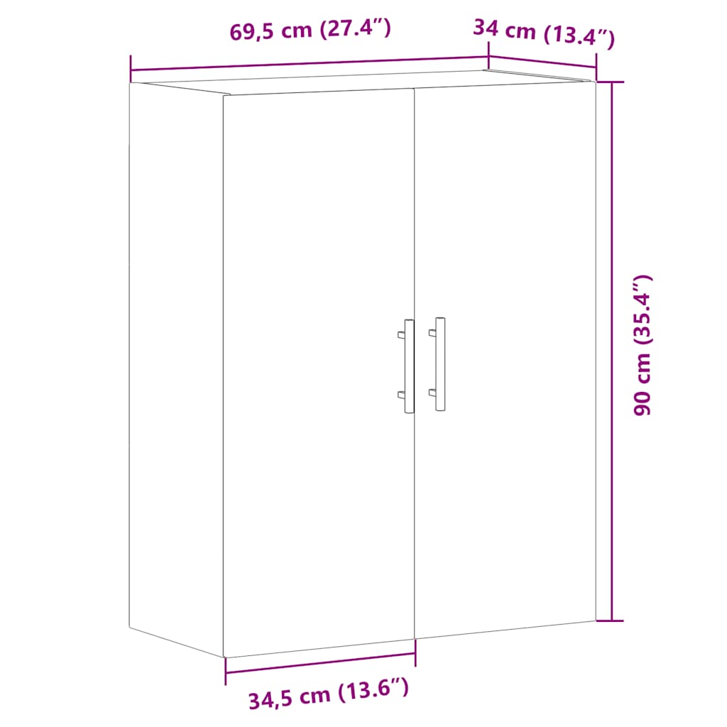 Wall Mounted Cabinet Old Wood 69,5x34x90 cm