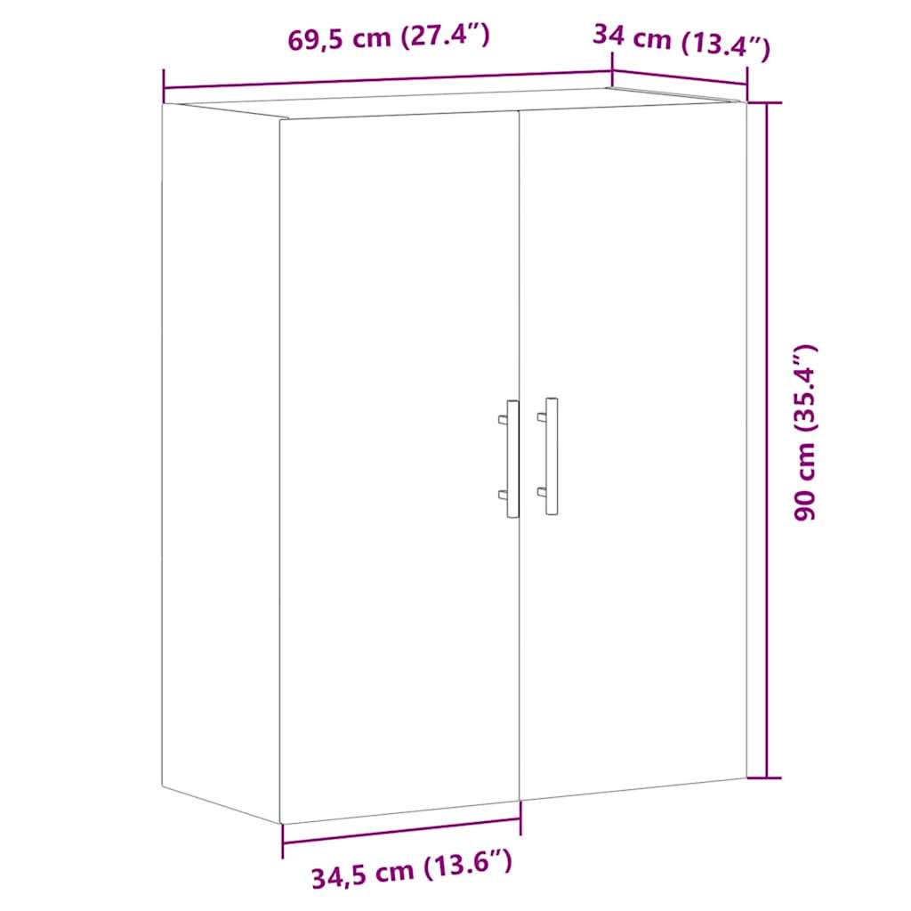 Wall Mounted Cabinet Artisan Oak 69,5x34x90 cm