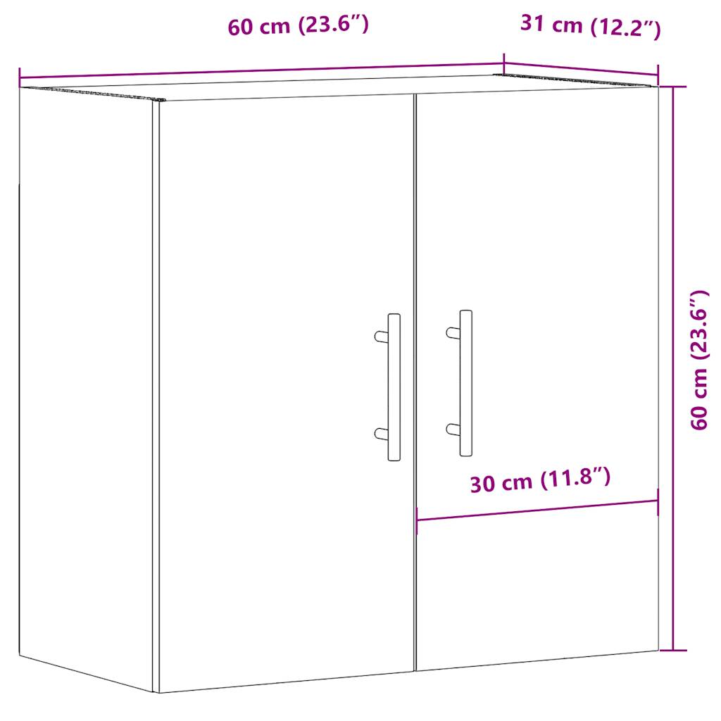 Wall Cabinet Old Wood 60x31x60 cm Engineered Wood