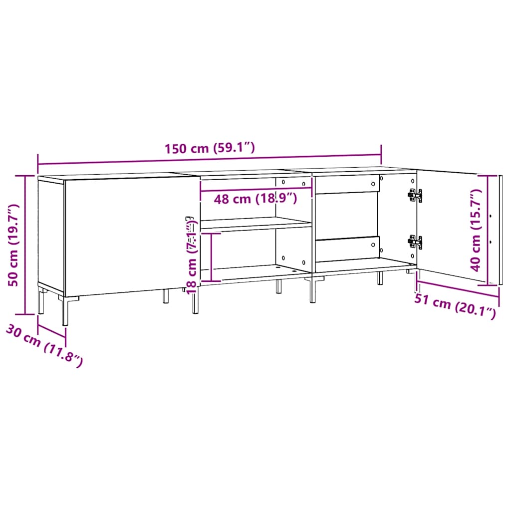 TV Cabinet Artisan Oak 150x30x50 cm Engineered Wood
