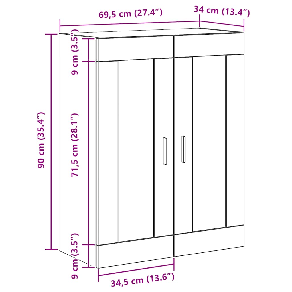 Wall Mounted Cabinet Artisan Oak 69,5x34x90 cm