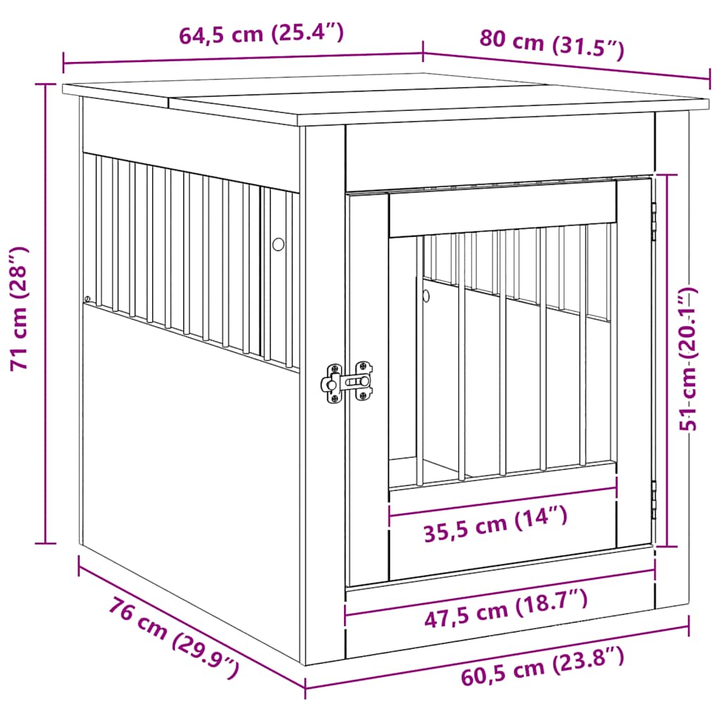Dog Crate Furniture Artisan Oak 64,5x80x71 cm Engineered Wood