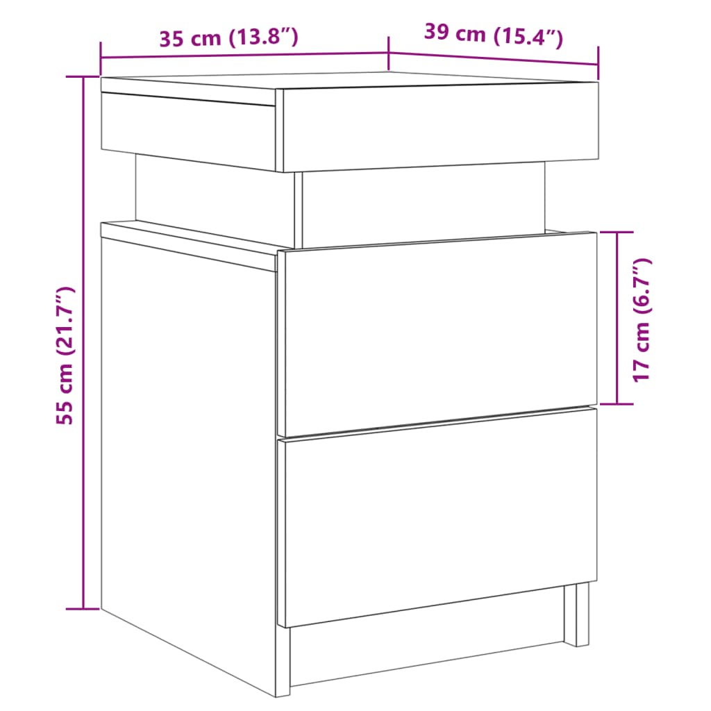Bedside Cabinets with LED 2 pcs Old Wood 35x39x55 cm Engineered Wood