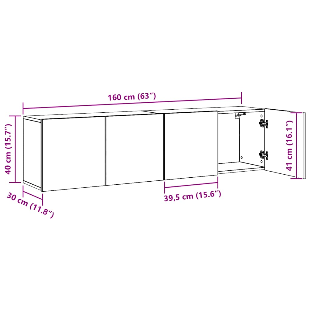 TV Cabinets Wall-mounted 2 pcs Artisian Oak 80x30x41 cm