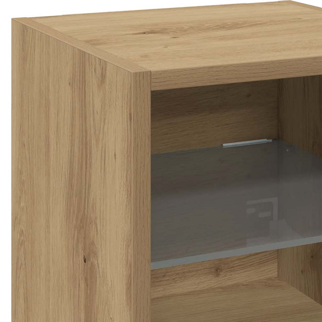 TV Wall Cabinet with LED Lights Artisan Oak 30x28,5x30 cm