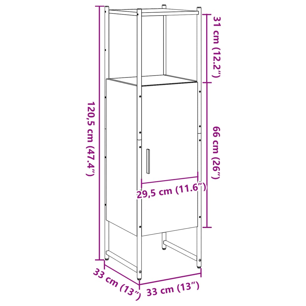 Bathroom Cabinet Old Wood 33x33x120,5 cm Engineered Wood