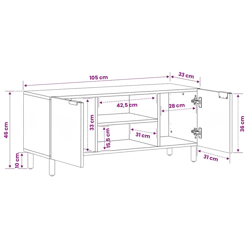 TV Cabinet Black 105x33x46 cm Engineered Wood
