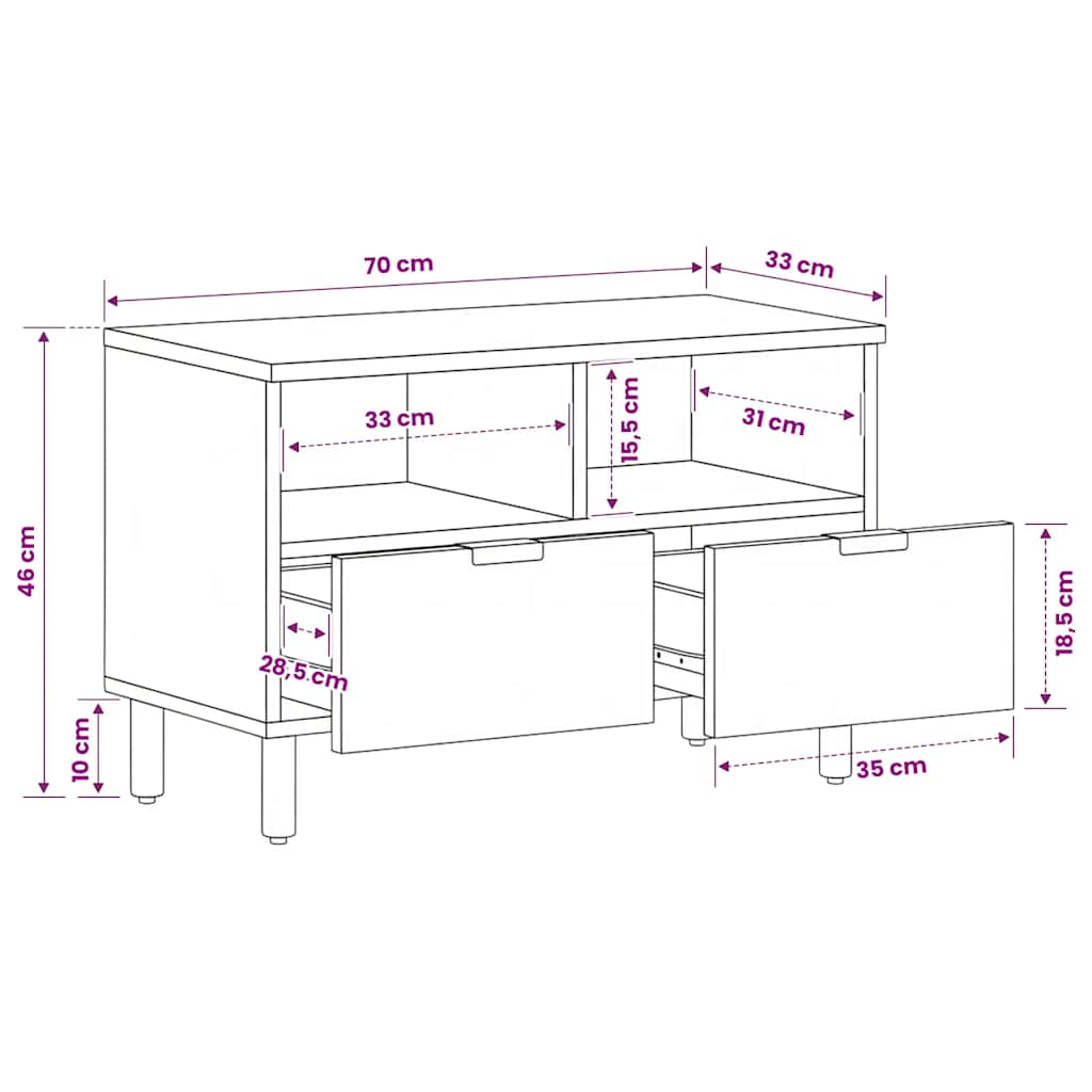 TV Cabinet Black 70x33x46 cm Engineered Wood