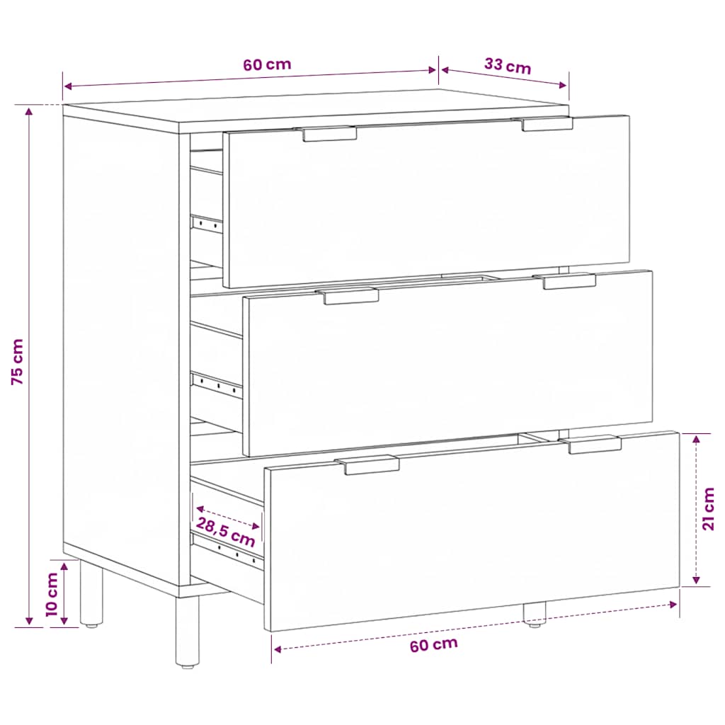 Sideboard Black 60x33x75 cm Engineered Wood