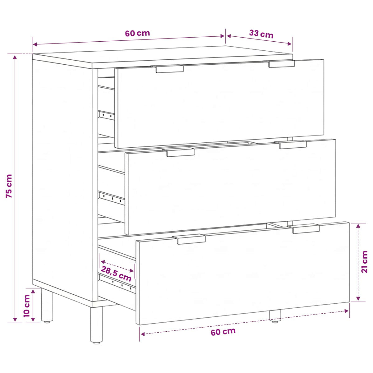 Sideboard Black 60x33x75 cm Engineered Wood