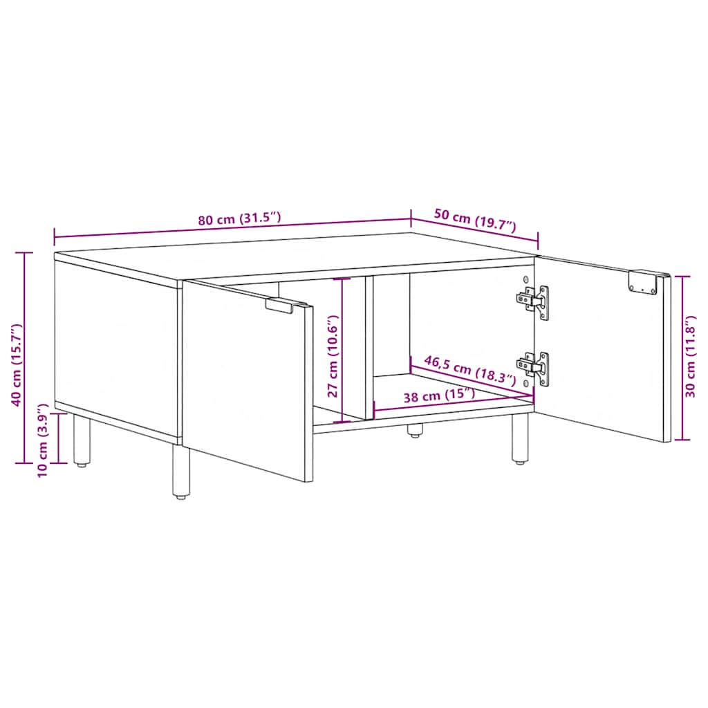 Coffee Table Black 80x50x40 cm Engineered Wood