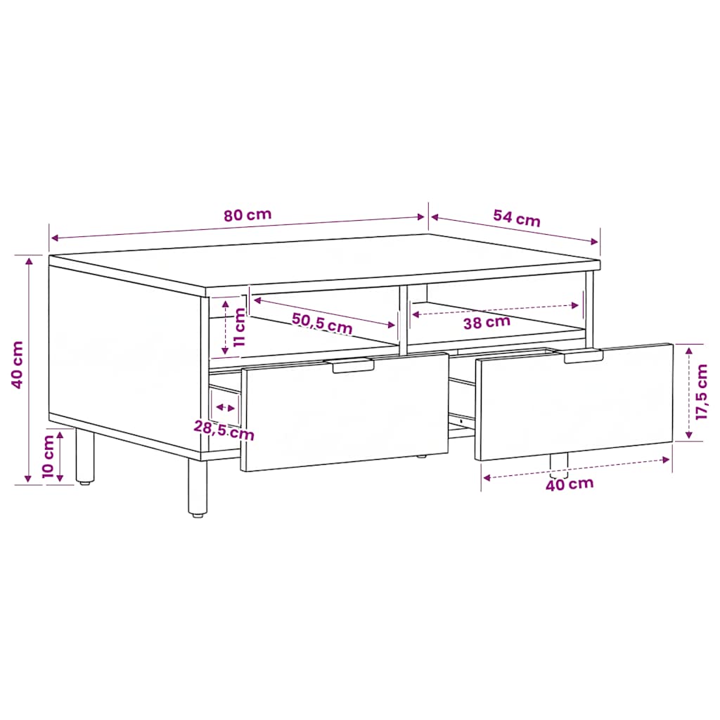 Coffee Table Black 80x54x40 cm Engineered Wood