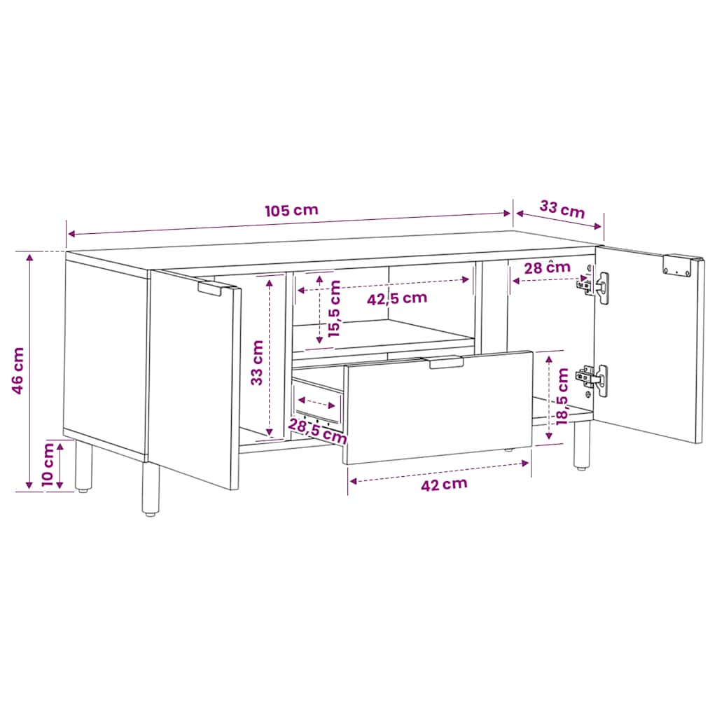 TV Cabinet Black 105x33x46 cm Engineered Wood