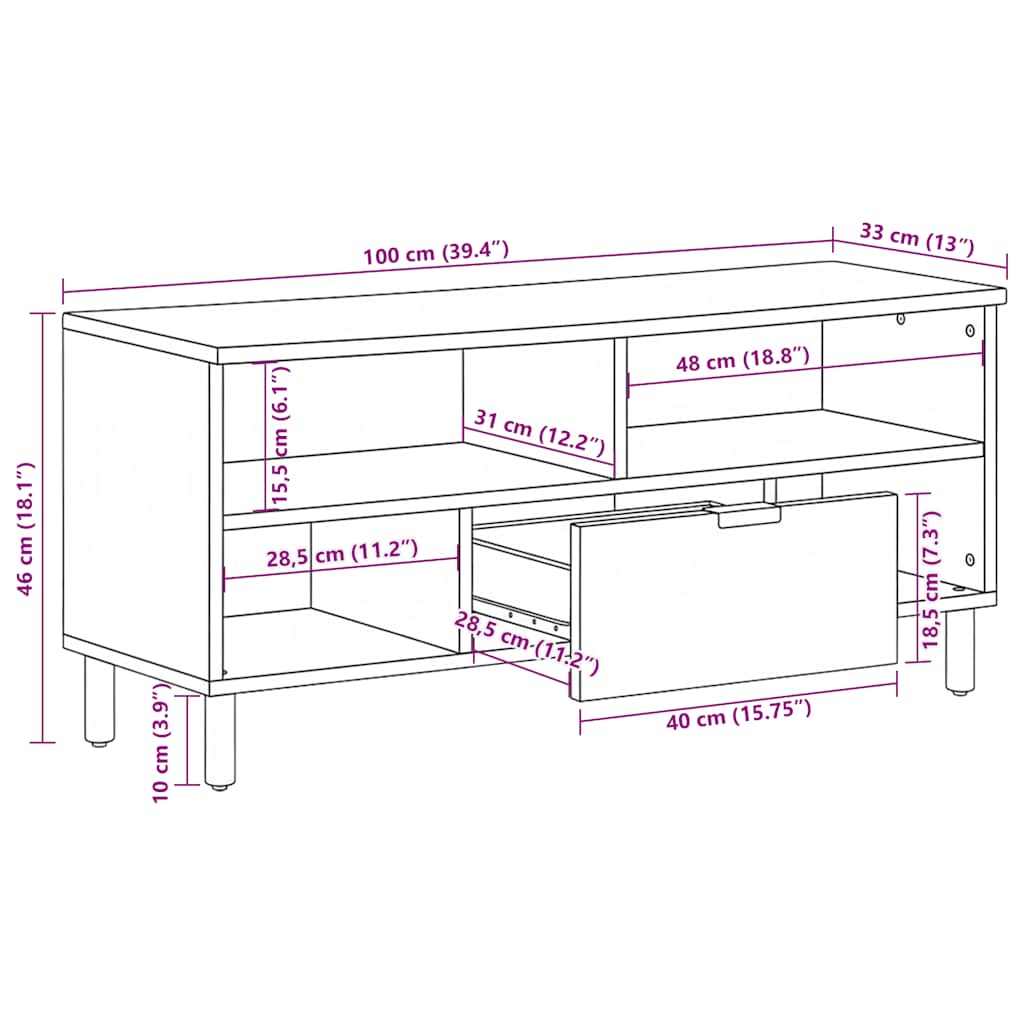 TV Cabinet Black 100x33x46 cm Engineered Wood