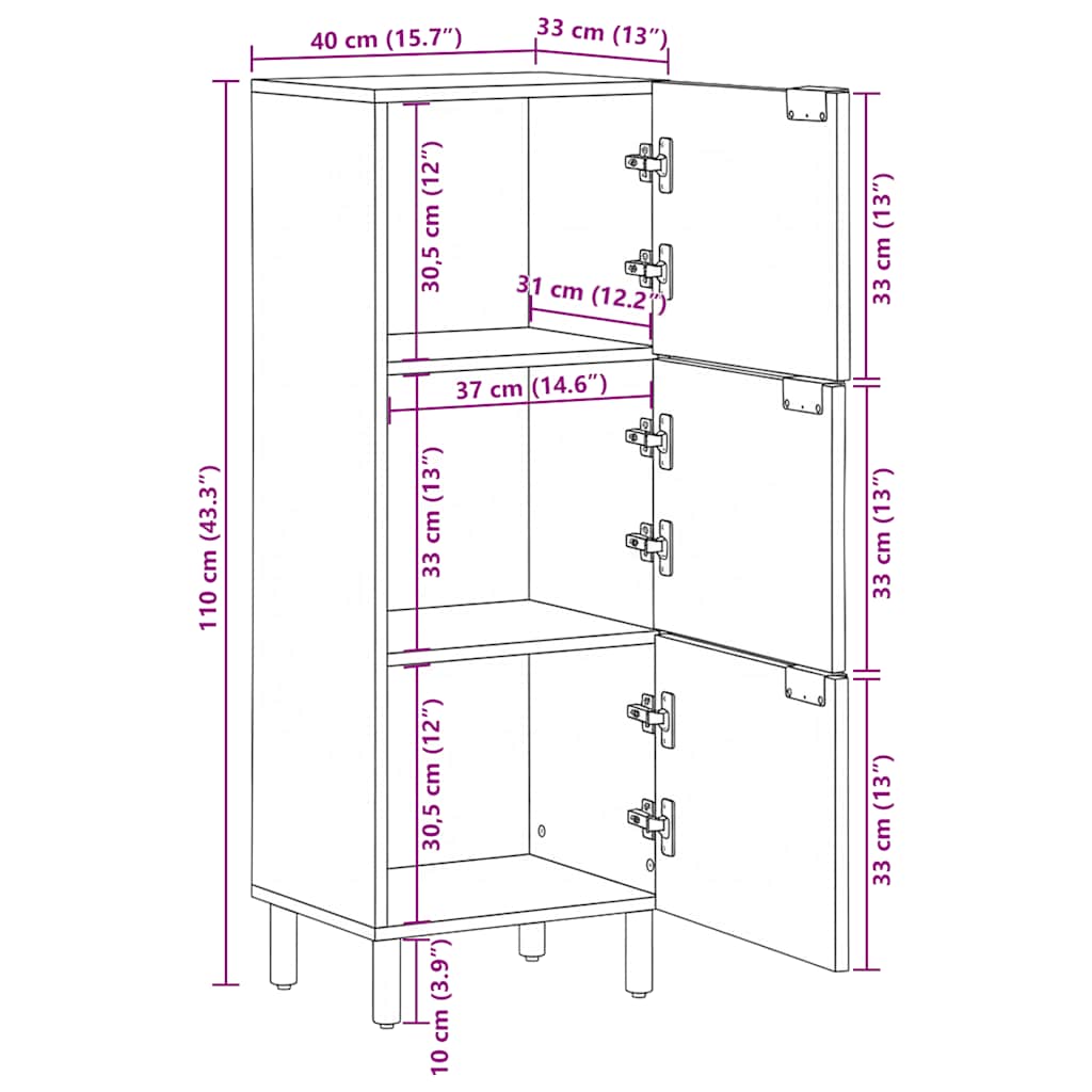 Highboard Black 40x33x110 cm Engineered Wood