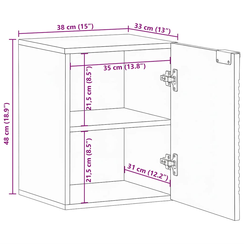 Bathroom Hanging Cabinet Brown 38x33.5x48 cm Solid Wood Mango
