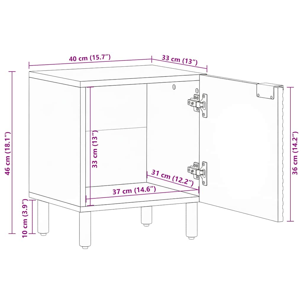 Bedside Cabinets 2 pcs 40x33x46 cm Solid Wood Acacia
